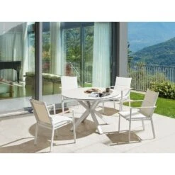 MALETTO - Tuintafel - Wit - ⌀ 120 Cm - Aluminium -Beliani Winkel 38f9dfbed89b4d769fd205067d91ab4d