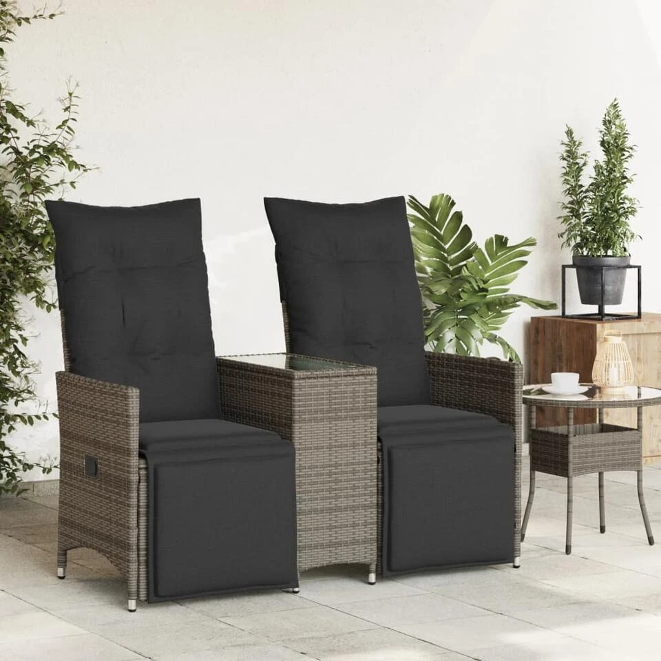 VidaXL - Tuinbank - Grijs - Poly Rattan 3 VidaXL - Tuinbank - Grijs - Poly Rattan - Afbeelding 3