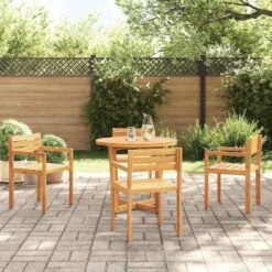 VidaXL - Tuinstoelen - Bruin - Massief Acaciahout - 4 Stuks - 50x53x80 Cm -Beliani Winkel 3b004ac3eae94fcfb8bdbff080954828