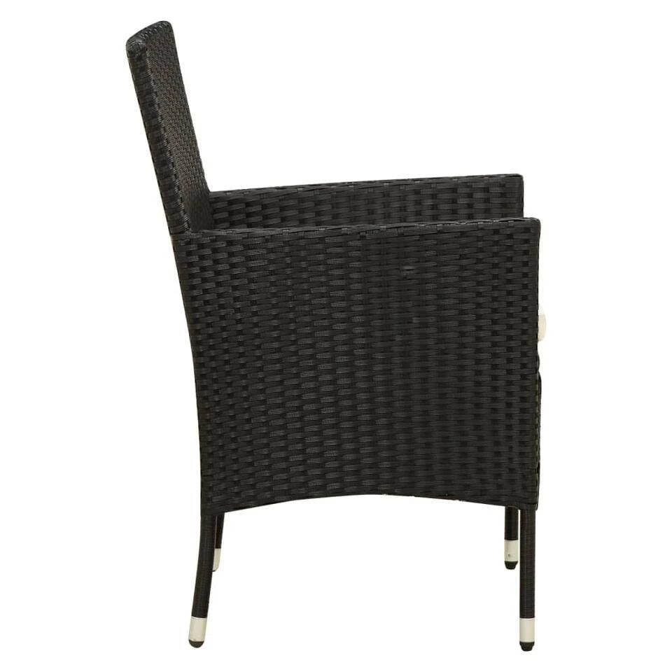 VidaXL - Buitenstoel - Kussens - Zwart - Poly Rattan - 2 Stuks 4 VidaXL - Buitenstoel - Kussens - Zwart - Poly Rattan - 2 Stuks - Afbeelding 4