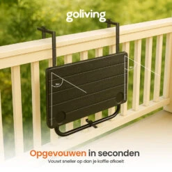 Goliving Balkontafel - Inklapbaar - Hangend - 60 X 40 Cm - Hoogteverstelbaar 10 Goliving Balkontafel - Inklapbaar - Hangend - 60 X 40 Cm - Hoogteverstelbaar -Beliani Winkel 3d702d06715847f19ddc0584e7998d6b