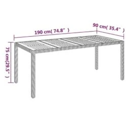 VidaXL - Tuintafel Met Houten Blad - Zwart - Poly Rattan - 190 X 90 X 75 Cm -Beliani Winkel 40864831387e4631944a3d08f8bdb0fa