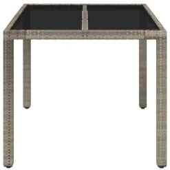 VidaXL - Tuintafel Met Glazen Blad - Grijs - Poly Rattan - 90 X 90 X 75 Cm -Beliani Winkel 41867f82e74541efad7d1f04327b1059