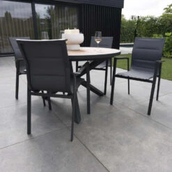 Giga Meubel Dining Tuinstoel Aluminium Antraciet - Zithoogte 45cm - Stoel Quin -Beliani Winkel 42070c9f3e34486e9dfb36b46859bb0b