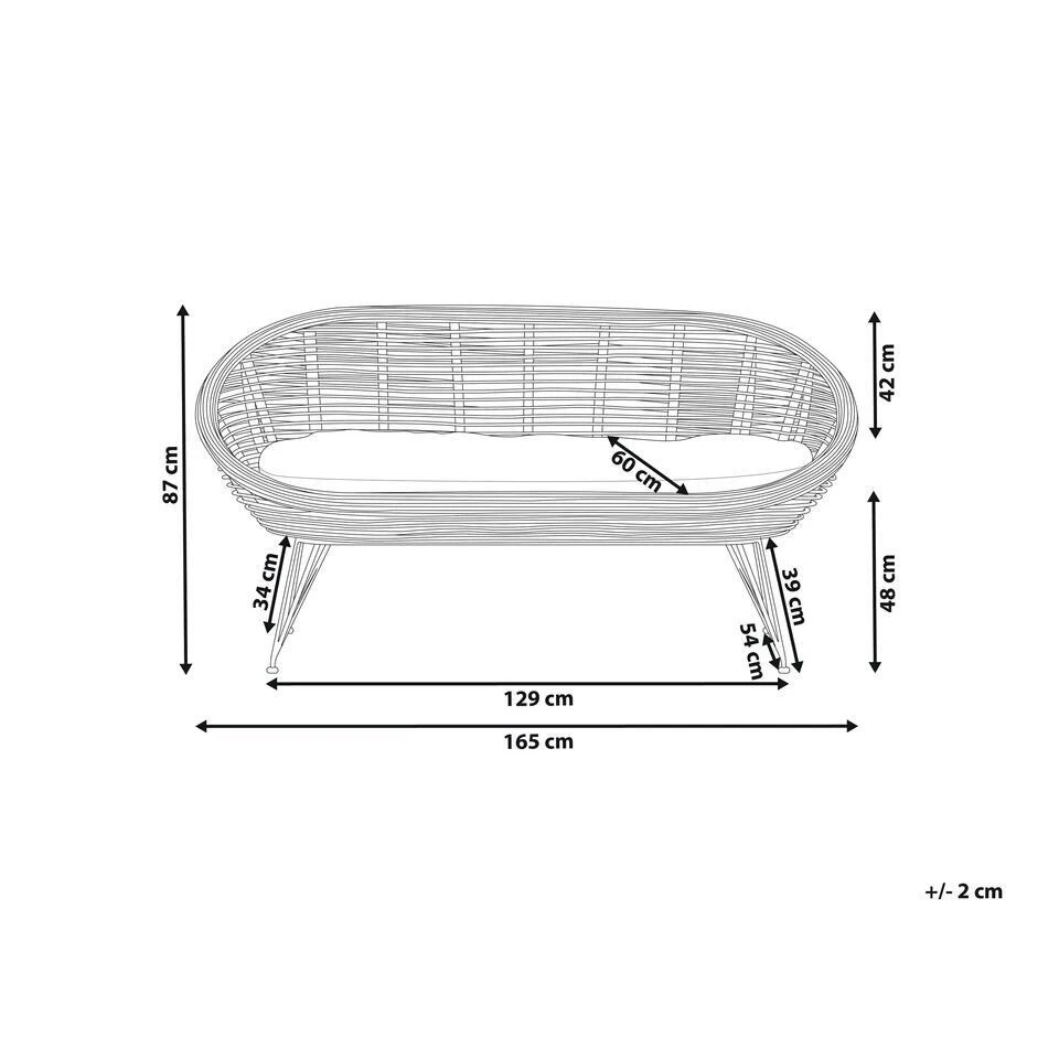 MARATEA - Tuinbank - Lichtbeige - Rotan 3 MARATEA - Tuinbank - Lichtbeige - Rotan - Afbeelding 3