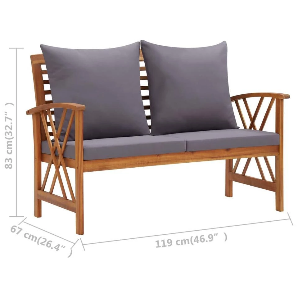 VidaXL - Tuinset - Grijs - Hout 9 VidaXL - Tuinset - Grijs - Hout - Afbeelding 9