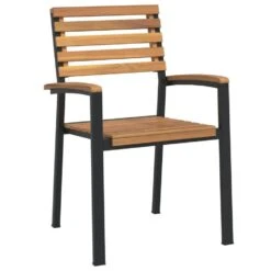 VidaXL - Tuinstoelen - Stapelbaar - Bruin - Acaciahout En Metaal - 4 Stuks -Beliani Winkel 45d2a0803db448df944dee0bc2d238fa