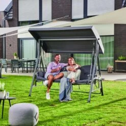 Merkloos HOME DELUXE Hollywood-schommel DESCANSO Grijs -Beliani Winkel 46455cde746c433288c1a70e832c31ab