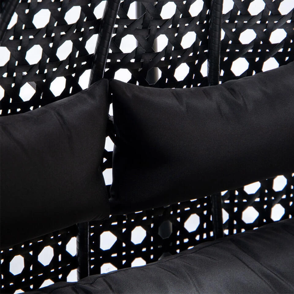 Merkloos HOME DELUXE Polyrotan Hangstoel TWIN Zwart Met Regenhoes 8 Merkloos HOME DELUXE Polyrotan Hangstoel TWIN Zwart Met Regenhoes - Afbeelding 8