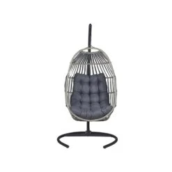 Beliani Hangstoel SESIA - Grijs Polyester, Pe Rotan -Beliani Winkel 4ec4e740c85e4b768d5972423f26bdbc