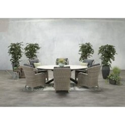 Scotland Ovale Tuintafel Centostone 220 X 115 Cm. - Marmerlook Wit -Beliani Winkel 4fb7cf84a47d45e58ff9c5bb07d06b35