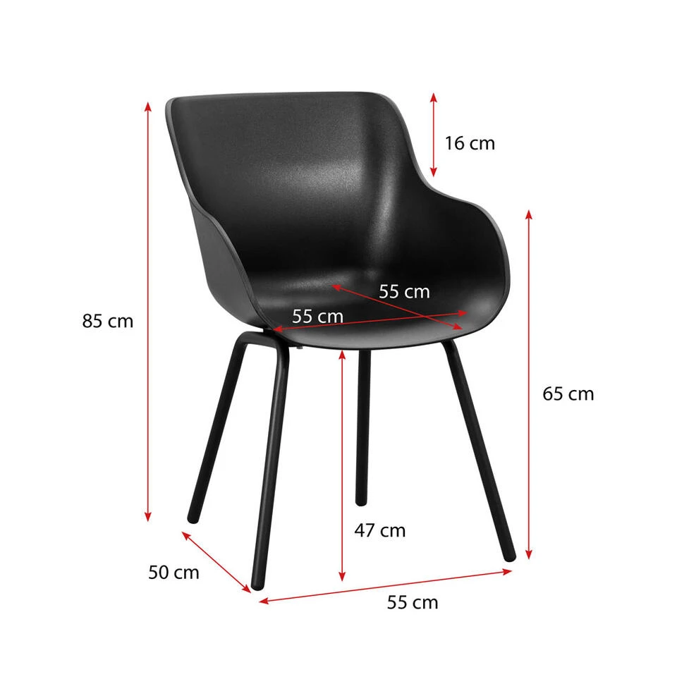 Hartman Kuipstoel Amaya - Kunststof Aluminium Zwart 6 Hartman Kuipstoel Amaya - Kunststof Aluminium Zwart - Afbeelding 6