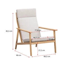 Lounge Fauteuil Jura - Acacia/grijs -Beliani Winkel 50103030 9096