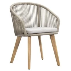 Diningstoel Nant - Wicker/acacia Taupe - 86x61x60 Cm