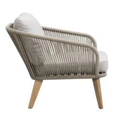 Loungestoel Nant - Wicker/acacia Taupe - 87x79x67 Cm -Beliani Winkel 50103036 8000