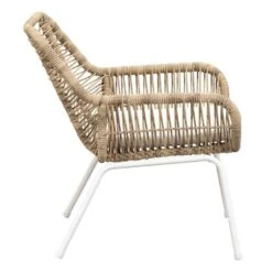 Loungestoel Grand - Wicker Naturel - 78x73x71 Cm -Beliani Winkel 50105269 8000