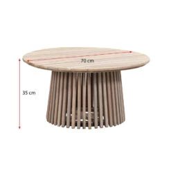 Bijzettafel Saône - Acacia/greywash - 35xØ70 Cm -Beliani Winkel 50153058 9096