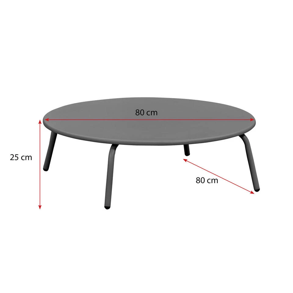 Bijzettafel Montreal - Antraciet/metaal - Ø80 Cm 3 Bijzettafel Montreal - Antraciet/metaal - Ø80 Cm - Afbeelding 3