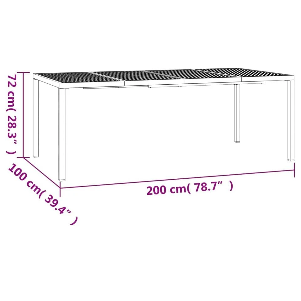 VidaXL - Tuintafel - Antraciet - Staal - 200 X 100 X 72 Cm 7 VidaXL - Tuintafel - Antraciet - Staal - 200 X 100 X 72 Cm - Afbeelding 7