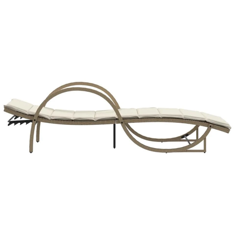 VidaXL - Ligbed - Beige - Poly Rattan 5 VidaXL - Ligbed - Beige - Poly Rattan - Afbeelding 5