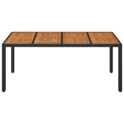 VidaXL - Tuintafel Met Houten Blad - Zwart - Poly Rattan - 190 X 90 X 75 Cm -Beliani Winkel 51b3948a988d4f47ac7a050953ccf287