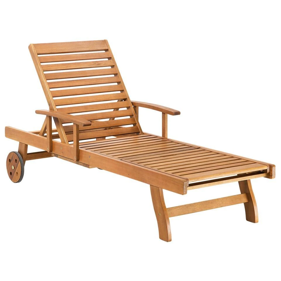 JAVA PREMIUM - Tuinligstoel - Lichtbruin/Taupe - Acaciahout 4 JAVA PREMIUM - Tuinligstoel - Lichtbruin/Taupe - Acaciahout - Afbeelding 4