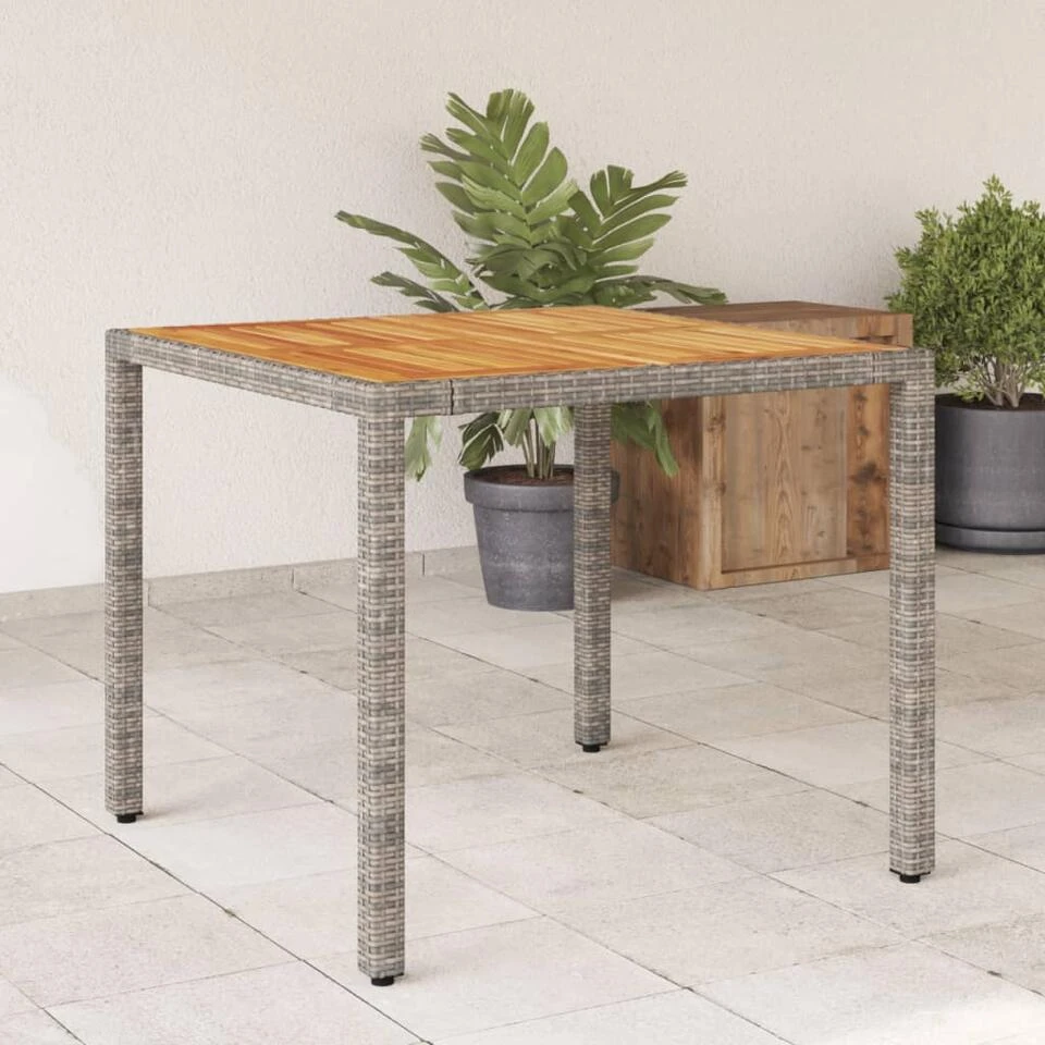 VidaXL - Tuintafel - Grijs - Poly Rattan - 90 X 90 X 75 Cm 2 VidaXL - Tuintafel - Grijs - Poly Rattan - 90 X 90 X 75 Cm - Afbeelding 2