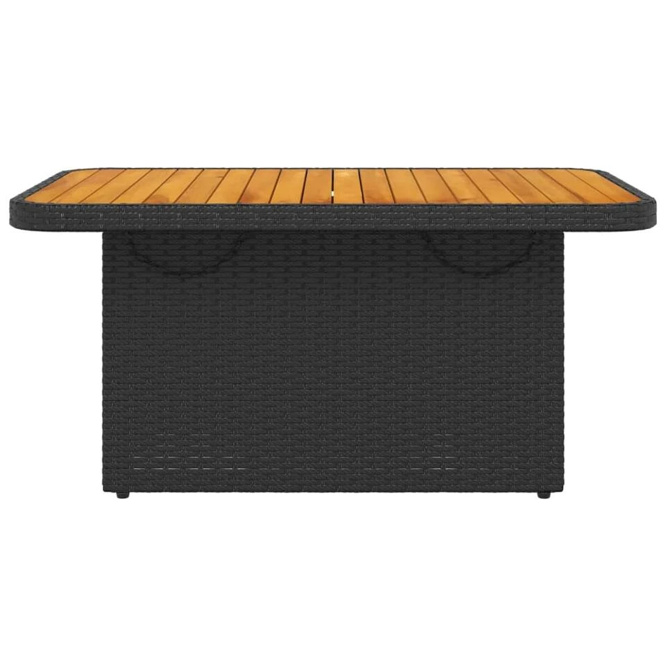 VidaXL - Tuintafel - Zwart - Poly Rattan En Hout - 90 X 55 X 71 Cm 5 VidaXL - Tuintafel - Zwart - Poly Rattan En Hout - 90 X 55 X 71 Cm - Afbeelding 5