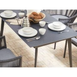 Beliani Eettafel MILETO - Grijs Aluminium -Beliani Winkel 5f42c292eec24c70804f0085534d86ac