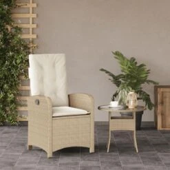 VidaXL - Tuinstoel Verstelbaar Met Kussens - Beige - Poly Rattan - 57x58.5x93 Cm -Beliani Winkel 62fd58127e6a4eb8be647350fd709043