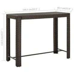 VidaXL - Bistrotafel - Bruin - Poly Rattan - 140.5 X 60.5 X 110.5 Cm -Beliani Winkel 69027041eed14f8d97aa7fdee64c980a