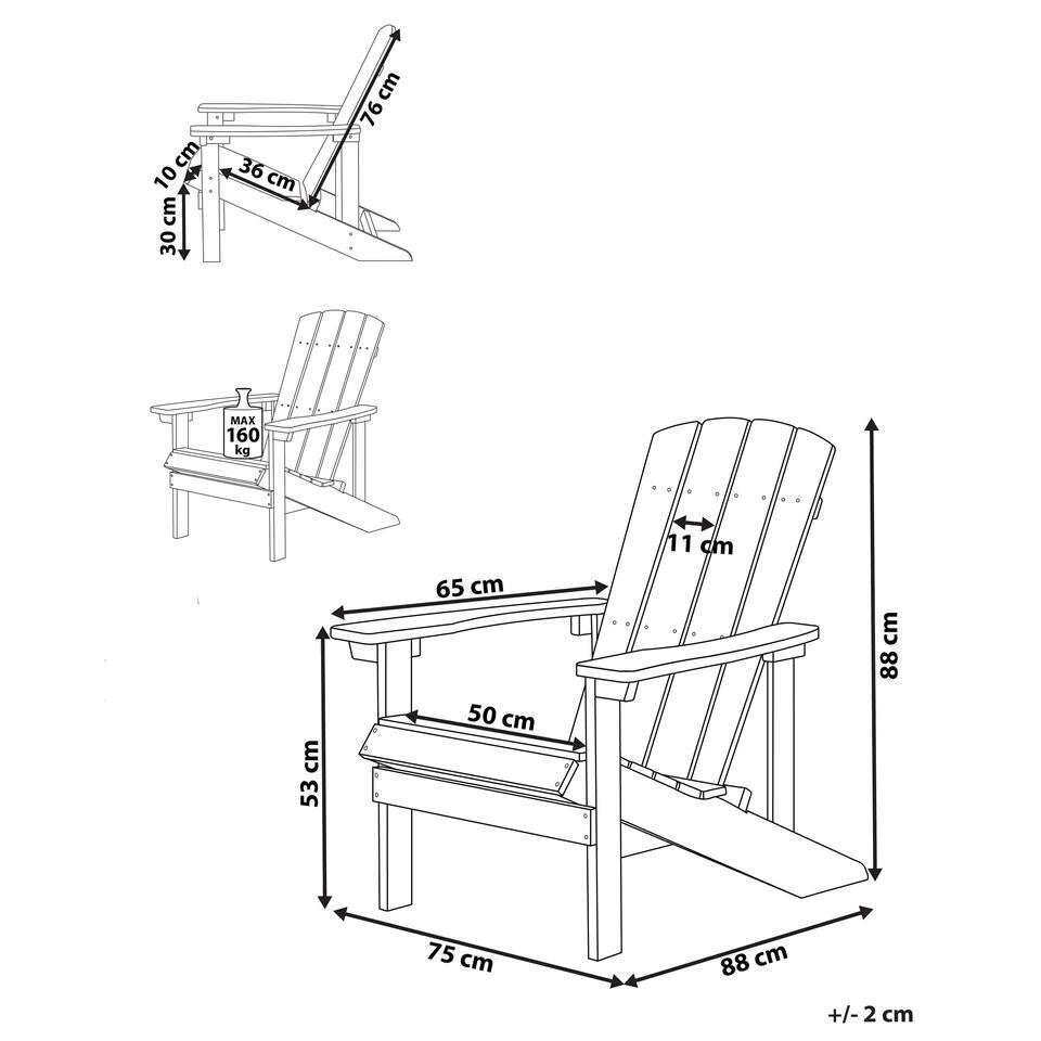 ADIRONDACK - Tuinstoel - Paars - Kunsthout 3 ADIRONDACK - Tuinstoel - Paars - Kunsthout - Afbeelding 3