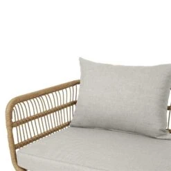 Lisomme Dax Rotan Tuinbank Zand - Met Zitkussens -Beliani Winkel 69f02666aec1422aa834667662257b6a