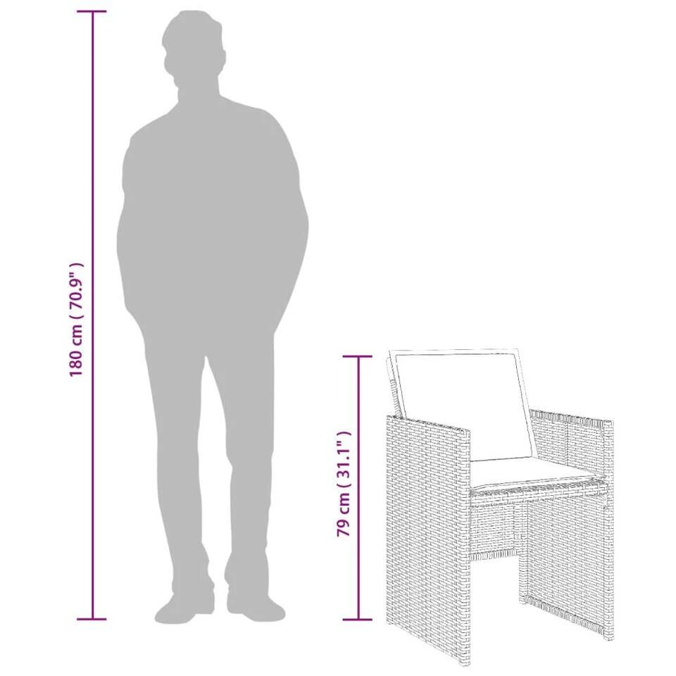 VidaXL - Tuinstoelen Met Kussens - Grijs - Poly Rattan - 4 Stuks 11 VidaXL - Tuinstoelen Met Kussens - Grijs - Poly Rattan - 4 Stuks - Afbeelding 11