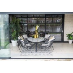 Set Van 4 - Garden Impressions Margriet Tuinstoel - Zwart/Zand -Beliani Winkel 6c2ec2ceedd249f49ee87e62806b2a4e