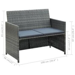 VidaXL Tuinbank 2-zits Met Kussens Poly Rattan Grijs -Beliani Winkel 6cbe3ff1ed30407da7989929ffc1ef95