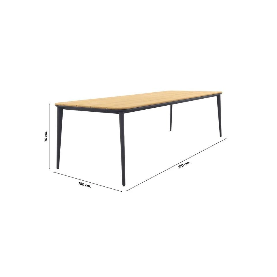 Vdgarde Premium Alaska Tuintafel - Teak/alu - Antraciet - 270x100 Cm 8 Vdgarde Premium Alaska Tuintafel - Teak/alu - Antraciet - 270x100 Cm - Afbeelding 8