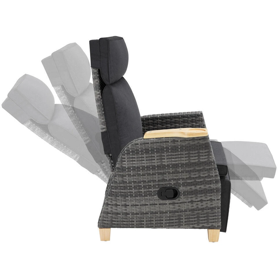 Tectake Wicker Fauteuil Pescara Met Aluminium Frame, Rugleuning Verstelbaar 4 Tectake Wicker Fauteuil Pescara Met Aluminium Frame, Rugleuning Verstelbaar - Afbeelding 4