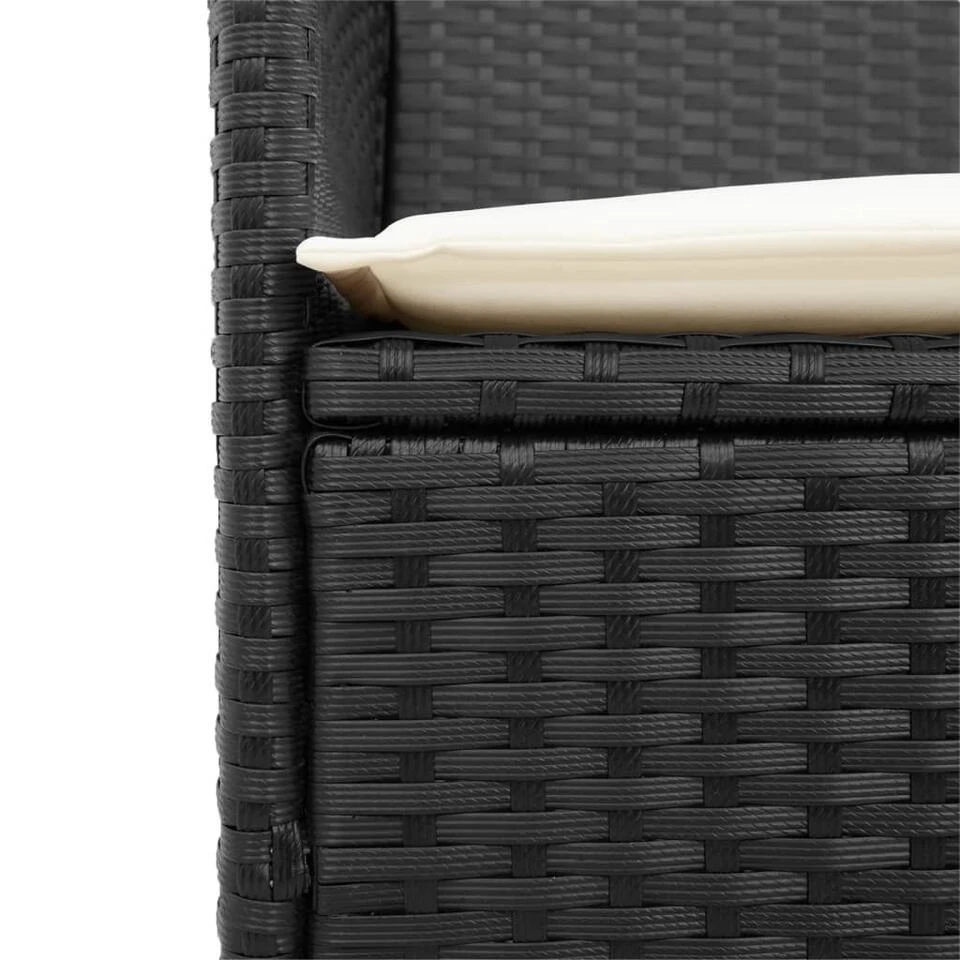 VidaXL - Tuinstoelen Met Kussens - Zwart - Poly Rattan En Hout - 2 Stuks 8 VidaXL - Tuinstoelen Met Kussens - Zwart - Poly Rattan En Hout - 2 Stuks - Afbeelding 8