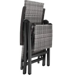 Tectake Wicker Tuinstoel Opklapbaar Met Aluminium Frame En Voetsteun, Grijs -Beliani Winkel 6f05f28feb2f48879a92f01abb8facc3