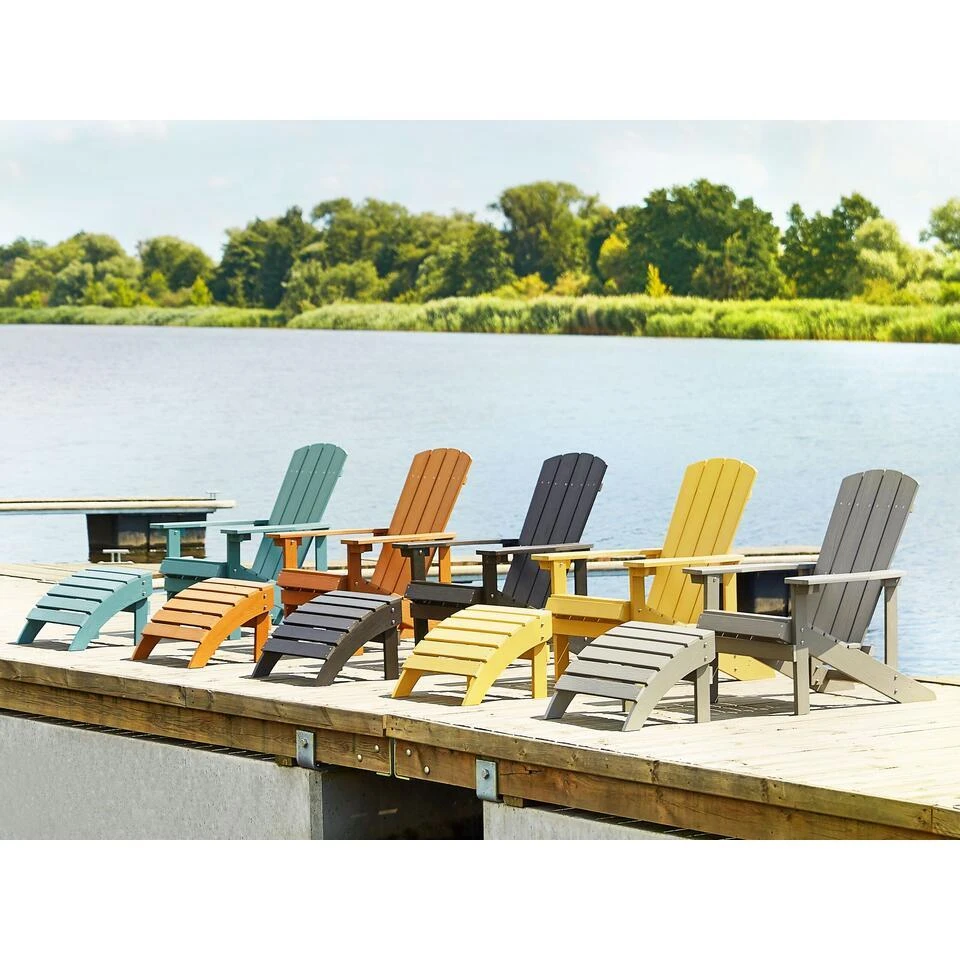 Beliani Voetenbankje ADIRONDACK - Grijs Kunsthout 2 Beliani Voetenbankje ADIRONDACK - Grijs Kunsthout - Afbeelding 2