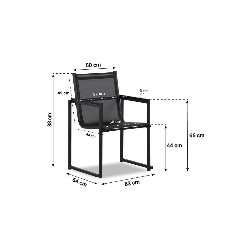 Tuinstoel Stapelbaar Textileen Grijs-antraciet Lifestyle Garden Furniture 2 Tuinstoel Stapelbaar Textileen Grijs-antraciet Lifestyle Garden Furniture - Afbeelding 2