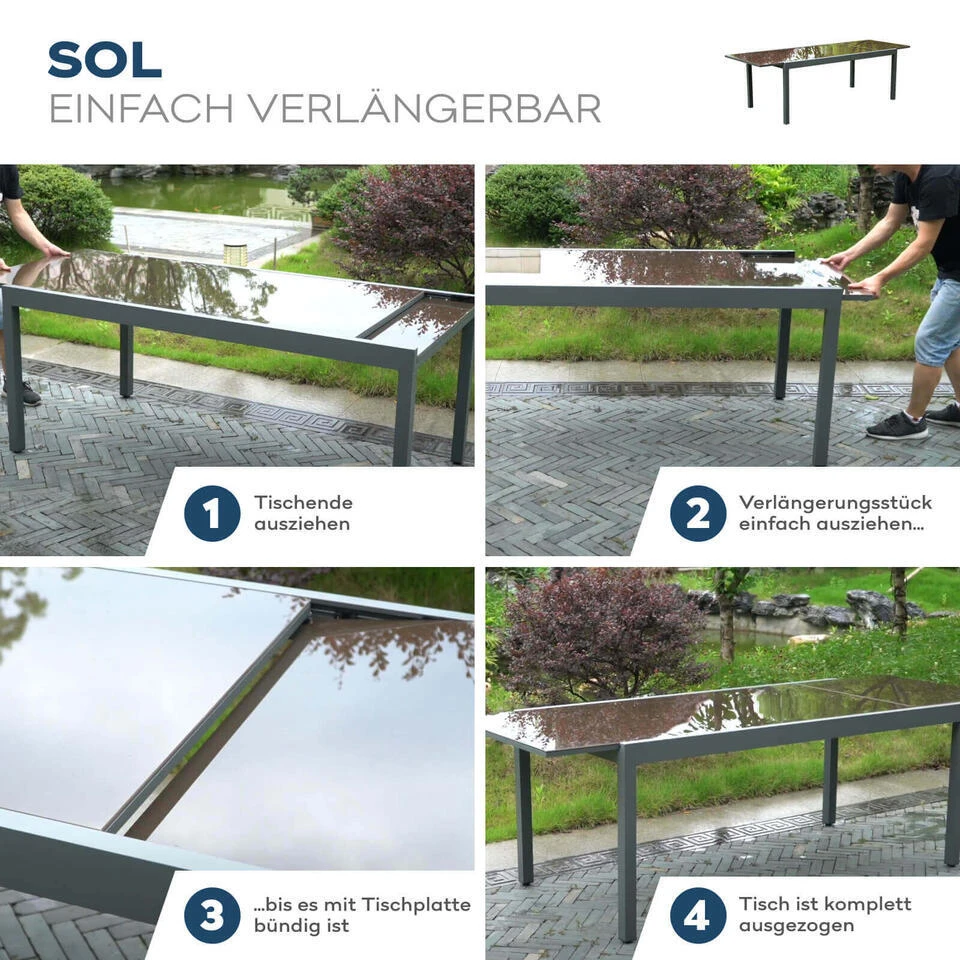 Merkloos HOME DELUXE Tuintafel SOL - 240cm - Grijs 4 Merkloos HOME DELUXE Tuintafel SOL - 240cm - Grijs - Afbeelding 4