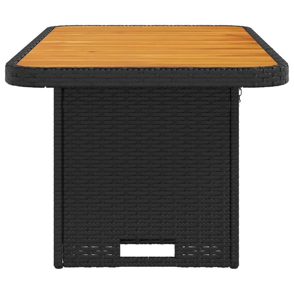 VidaXL - Tuintafel - Zwart - Poly Rattan En Hout - 90 X 55 X 71 Cm 6 VidaXL - Tuintafel - Zwart - Poly Rattan En Hout - 90 X 55 X 71 Cm - Afbeelding 6