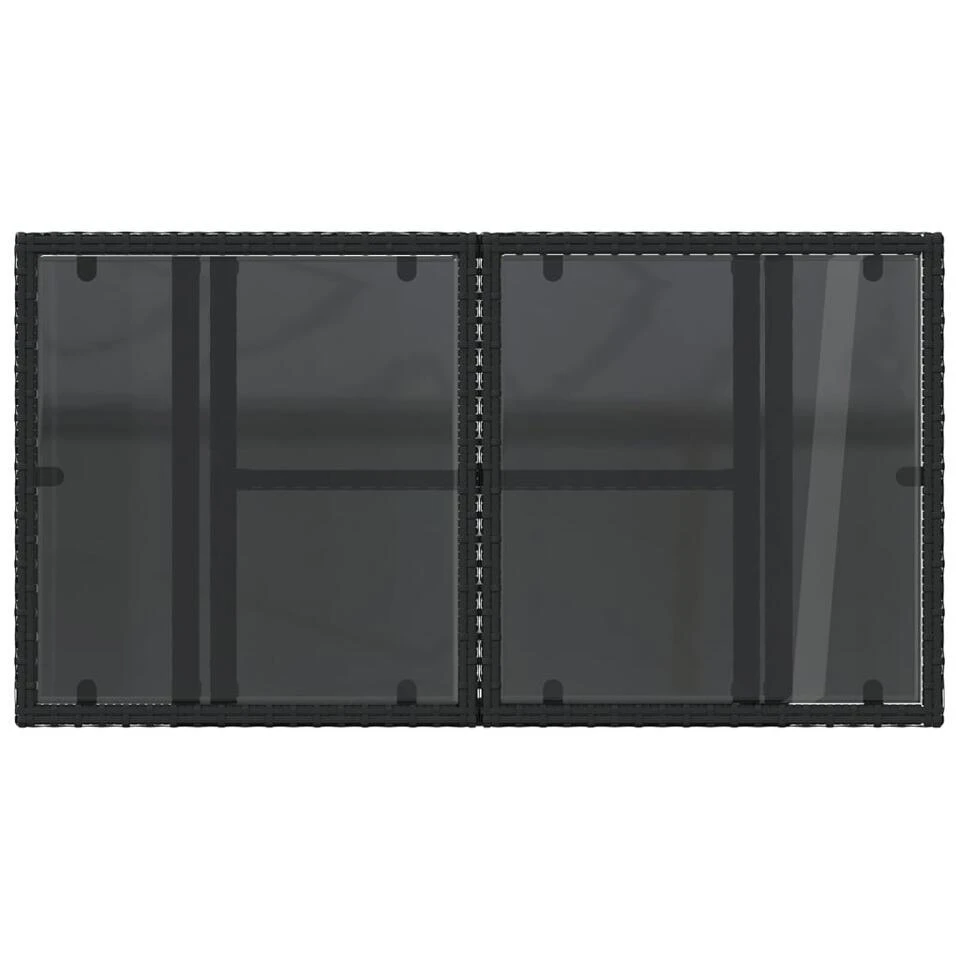 VidaXL - Tuintafel Met Glazen Blad - Zwart - Poly Rattan - 100 X 55 X 73 Cm 9 VidaXL - Tuintafel Met Glazen Blad - Zwart - Poly Rattan - 100 X 55 X 73 Cm - Afbeelding 9