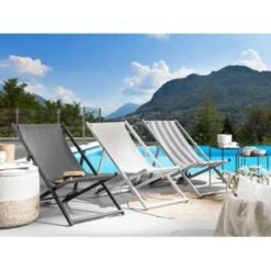 Beliani Tuinligstoel LOCRI - Grijs Polyester, Aluminium -Beliani Winkel 75bbf13e1ae648948b3572c2d0260875