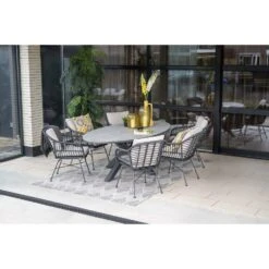 Set Van 4 - Garden Impressions Margriet Tuinstoel - Zwart/Zand -Beliani Winkel 75dcfe7dcfef488cbe2b98e6ca3d826f