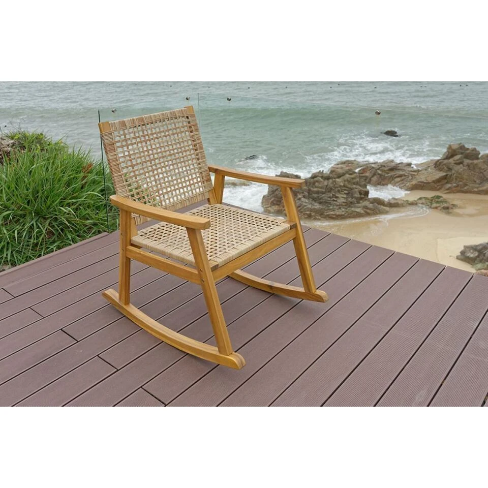 Schommelstoel Van Massief Acaciahout En Touw 6 Schommelstoel Van Massief Acaciahout En Touw - Afbeelding 6