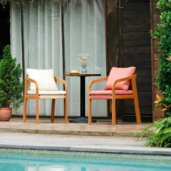 Set Van 2 Stoelen Voor Binnen En Buiten Van Massief Hout Beige Roze 10 Set Van 2 Stoelen Voor Binnen En Buiten Van Massief Hout Beige Roze -Beliani Winkel 778aa9e63adb49179647702c5826b962