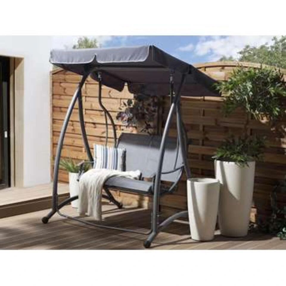 Beliani Schommelbank TESERO - Grijs Staal 2 Beliani Schommelbank TESERO - Grijs Staal - Afbeelding 2